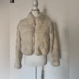 Ci Sono Cream Faux Fur Puffer Jacket